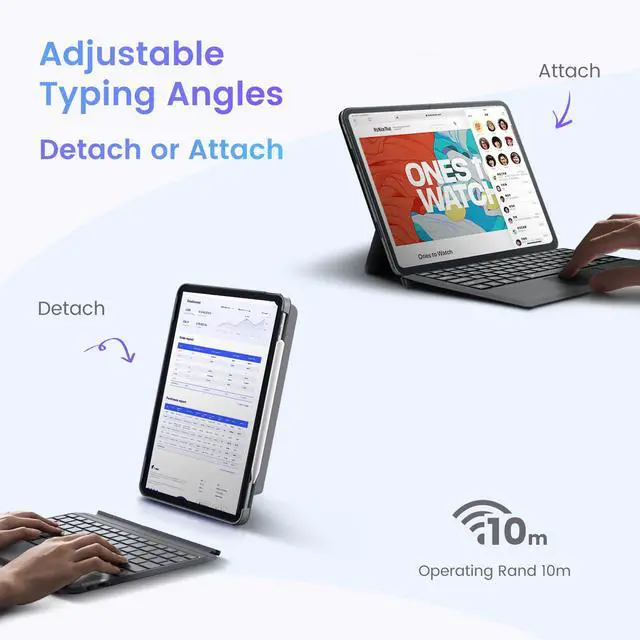 Alt view image 5 of 5 - FERRISA Wireless Bluetooth Keyboard for Microsoft Surface Pro 7/6/5/4/3, Ultra-Slim Keyboard Cover with Touchpad, Strong Magnetic Attachment, Long Battery Life