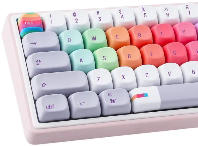 Main image of Tsungup MOA Profile Keycaps,131 Keys Gray Rainbow Candy Custom Keycaps,PBT Cute Dye Sub Key Caps Keyboard Keycap Set for MX Switches Mechanical