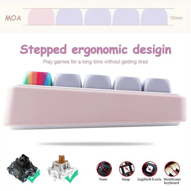 Alt view image 5 of 5 - Tsungup MOA Profile Keycaps,131 Keys Gray Rainbow Candy Custom Keycaps,PBT Cute Dye Sub Key Caps Keyboard Keycap Set for MX Switches Mechanical