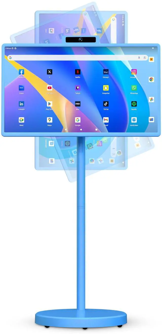 Main image of 32 Inch Portable Smart TV,1080P Touchscreen Android 15 Monitor on Wheels,5MP Camera,9600mAh X 4 Battery,8+128GB Storage,Voice/Airmouse Remote Control,Rotatable Display for Home/Office/Outdoor (Blue)