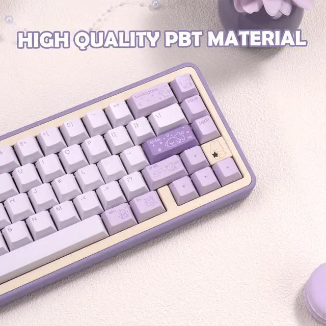Alt view image 3 of 5 - TIMSEKER Minimalist Cute PBT Keycap, Light Purple Cherry Profile Custom Key Cap for Mechanical Gaming Keyboard, 145 Keys Dye Sublimation Keycap Set