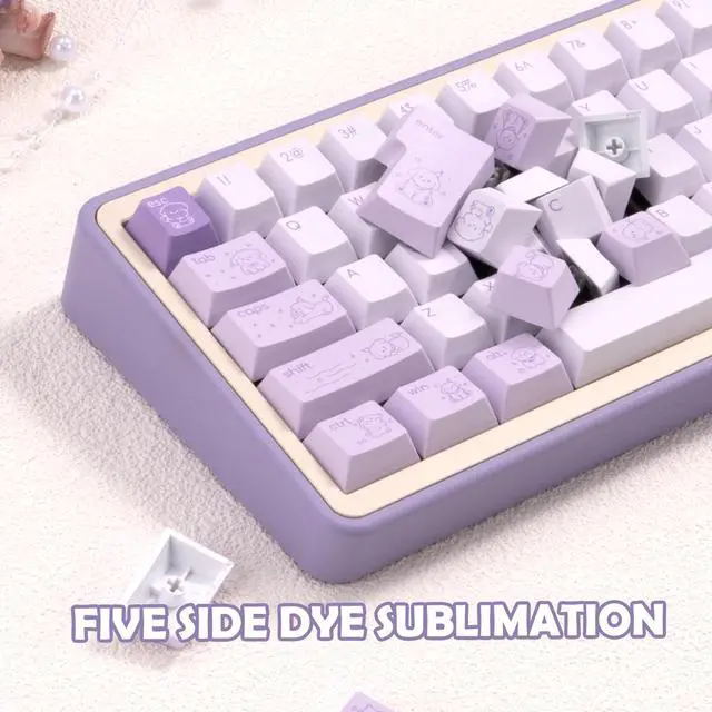 Alt view image 4 of 5 - TIMSEKER Minimalist Cute PBT Keycap, Light Purple Cherry Profile Custom Key Cap for Mechanical Gaming Keyboard, 145 Keys Dye Sublimation Keycap Set