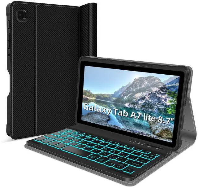 Main image of Backlit Keyboard Case for Samsung Galaxy Tab A7 Lite 8.7 Inch 2021, for A7 Lite SM-T220/T225/T227, Detachable Bluetooth Tablet Keyboard Case, Travel and Mobile Office Friendly Black