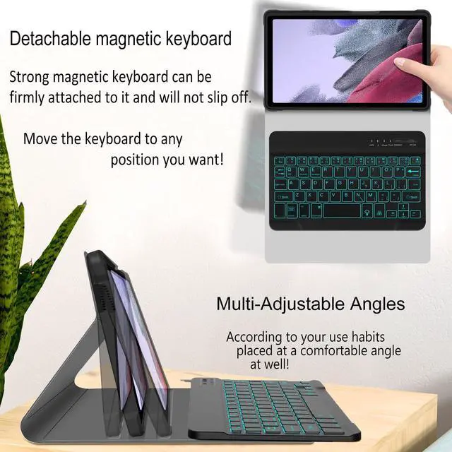 Alt view image 3 of 5 - Backlit Keyboard Case for Samsung Galaxy Tab A7 Lite 8.7 Inch 2021, for A7 Lite SM-T220/T225/T227, Detachable Bluetooth Tablet Keyboard Case, Travel and Mobile Office Friendly Black