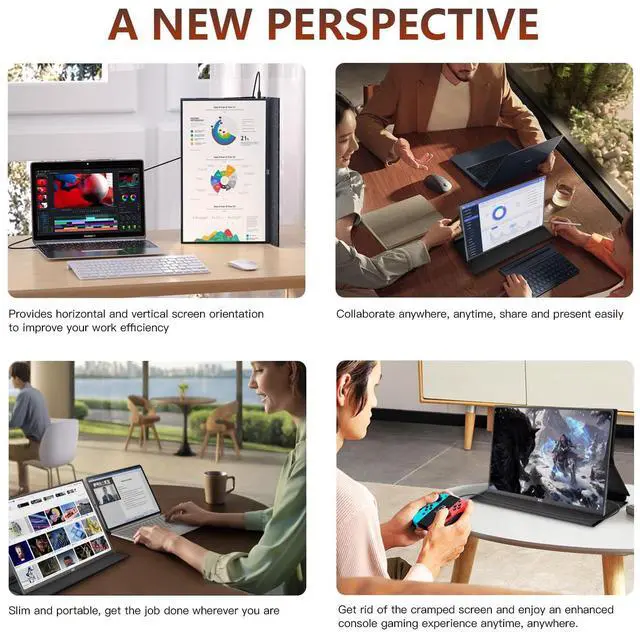 Alt view image 4 of 5 - FMC 2.5K Portable Monitor 16"" QHD 144hz Gaming Monitor USB-C HDMI Computer Display IPS Eye Care External Second Screen for Travel Laptop MacBook Surface PC PS4/PS5 Xbox Switch (16), Black, Y-60G