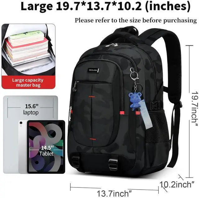 Alt view image 3 of 5 - ZHIDOBO schoolbags for Middle school and high school studenthigh-capacity camo bookbags for Teens boysWater Resistant Anti Theft Travel backpack with Computer compartment Fits 15.6 Inch Laptop