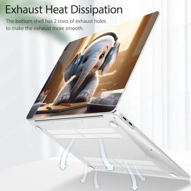 Alt view image 4 of 5 - Tuiklol for MacBook Air 13 inch 2021-2018 Release M1 A2337/A2179/A1932 with Retina Display Touch ID,Hard Shell Case and Keyboard Cover for MacBook Air 13.3'' Cover,Elephant