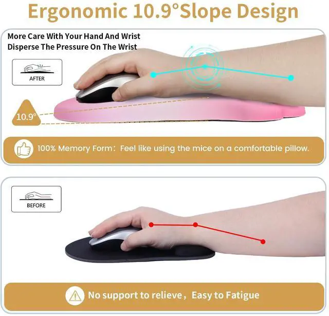 Alt view image 5 of 5 - L-SPOUTTO Ergonomic Mouse Pad with Wrist Rest,Cute Cat Paw Mousepad Wrist Support,Comfortable Massage Design Computer Pain Relief Mouse Pad with Non-Slip PU Base for Desk Laptop Gaming,Gradient Pink