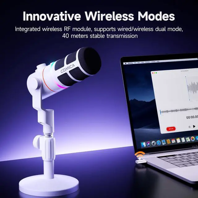 Alt view image 2 of 5 - COMICA EJoy D10 Pro XLR/USB-C Dual Gaming Microphone for Podcasting Recording,Wired/Wireless Dynamic Computer Mic for Desktop with RGB,Mute,Noise Reduction,for PS4,PS5,Dual Host Live Streaming,Youtube