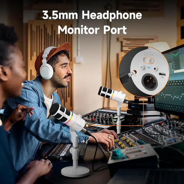 Alt view image 3 of 5 - COMICA EJoy D10 Pro XLR/USB-C Dual Gaming Microphone for Podcasting Recording,Wired/Wireless Dynamic Computer Mic for Desktop with RGB,Mute,Noise Reduction,for PS4,PS5,Dual Host Live Streaming,Youtube