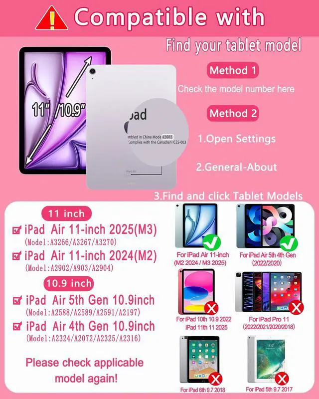 Alt view image 2 of 5 - EAMPANG Case with Keyboard Mouse for iPad Air 11 inch M3 M2/ Air 10.9 5th 4th Generation,Rainbow Backlit Detachable Keypad Rotatable Magnetic Cover with Pencil Holder for iPad Air 4 5 6 7 Gen Pink