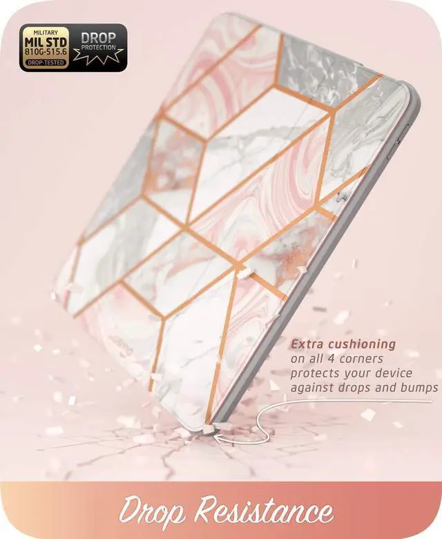 Alt view image 3 of 5 - i-Blason Cosmo Case for iPad Air 5th Generation/4th Generation 10.9 (2022/2020), Full-Body Trifold with Built-in Screen Protector Protective Smart Cover with Auto Sleep/Wake & Pencil Holder (Marble)