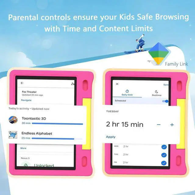 Alt view image 3 of 5 - VCFNXLS Kids Tablet 10", Android 14, 8GB+64GB (1TB Expandable), Octa-Core, 1280×800 HD Display, Dual Cameras, 12-Hour Battery, Parental Controls, Childs Tablet with Shockproof EVA Case