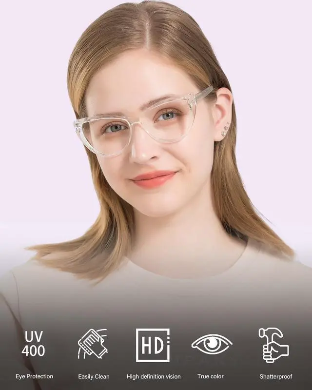 Alt view image 2 of 5 - ANRRI Vintage Cat Eye Blue Light Blocking Glasses Women Trendy Cateye Non Prescription Eyeglasses Computer Gaming Glasses Anti Eyestrain Clear Frame