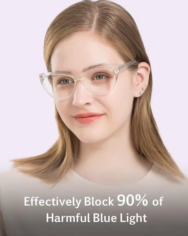 Alt view image 3 of 5 - ANRRI Vintage Cat Eye Blue Light Blocking Glasses Women Trendy Cateye Non Prescription Eyeglasses Computer Gaming Glasses Anti Eyestrain Clear Frame