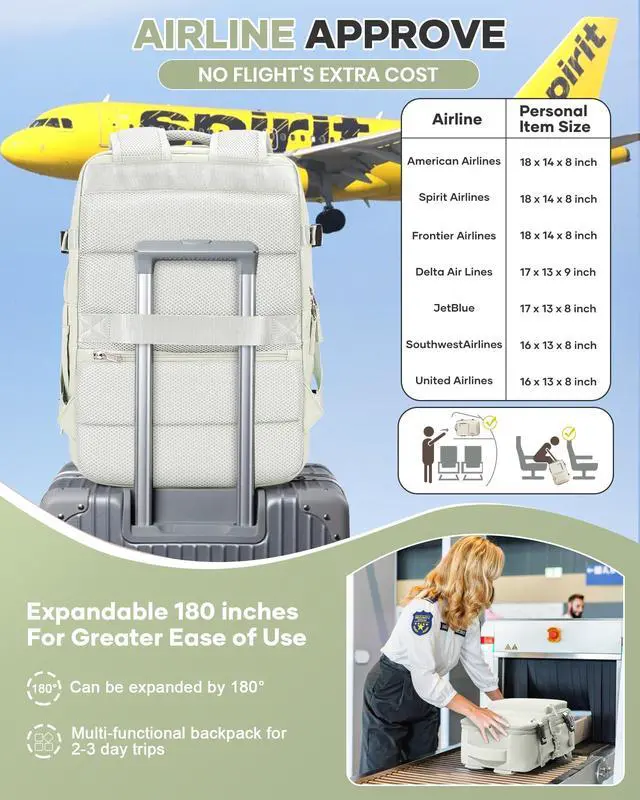 Alt view image 5 of 5 - Vacuum Travel Backpack with Pump for Women, Personal Item Carry on Backpacks Flight Approved 18x14x8 inches for Men,Laptop Waterproof Work Compression bags Casual Daypack YYWhite