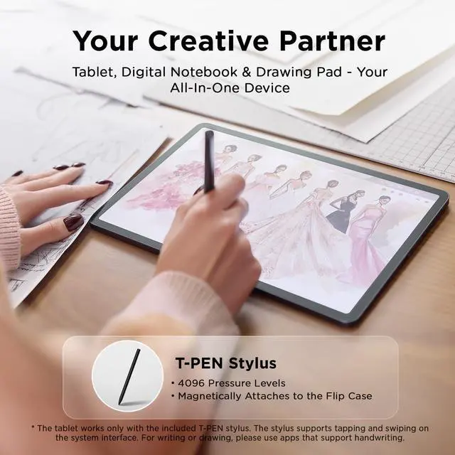 Alt view image 2 of 5 - TCL NXTPAPER 11 Plus Android Tablet, 11.5" 120Hz 2.2K Drawing Pad & Digital Notebook, Stylus Included, NXTPAPER 4.0 Display, AI Tools, 8+8GB RAM, 256GB Storage, 8000mAh Battery, Onyx Black