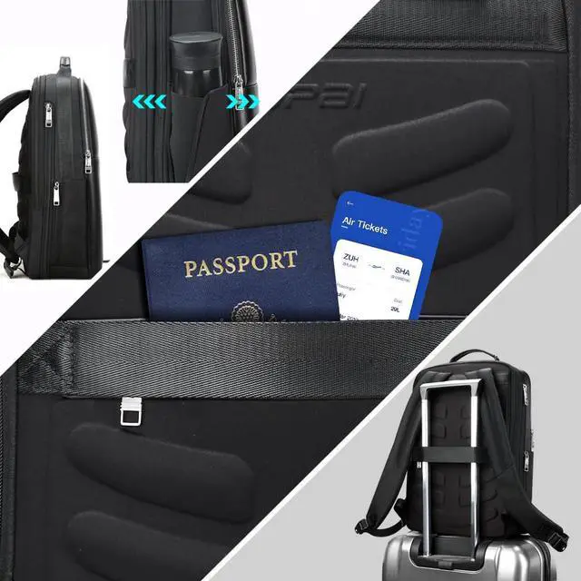 Alt view image 5 of 5 - BOPai Laptop Backpack Men for 15.6 inch Business Smart Professional Lightweight Backpack with USB Charging Office Commuter Computer Rucksack Executive Anti Theft Black