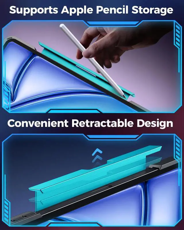 Alt view image 5 of 5 - SIEBITU Clear Wireless Keyboard Case for iPad Air 11-inch (M3 2025/M2 2024) & iPad Pro 11-inch 4th 3rd 2nd 1st Gen, 7-Color Backlit with Multi-Touch Trackpad for 10.9" iPad Air 4th/5th Gen, Blue