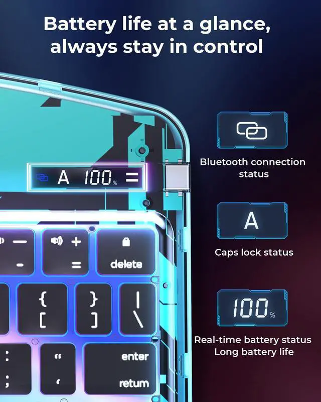 Alt view image 3 of 5 - SIEBITU Clear Wireless Keyboard Case for iPad Air 11-inch (M3 2025/M2 2024) & iPad Pro 11-inch 4th 3rd 2nd 1st Gen, 7-Color Backlit with Multi-Touch Trackpad for 10.9" iPad Air 4th/5th Gen, Blue