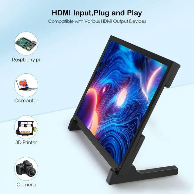 Alt view image 5 of 5 - ELECROW 10.1 Inch Touchscreen Monitor, 1280x800 IPS LCD HD Display with Stand, Portable Capacitive Touch Screen for Raspberry Pi 3/3B+/4B/5, Jetson Nano, Banana Pi, PC, Windows, Beaglebone