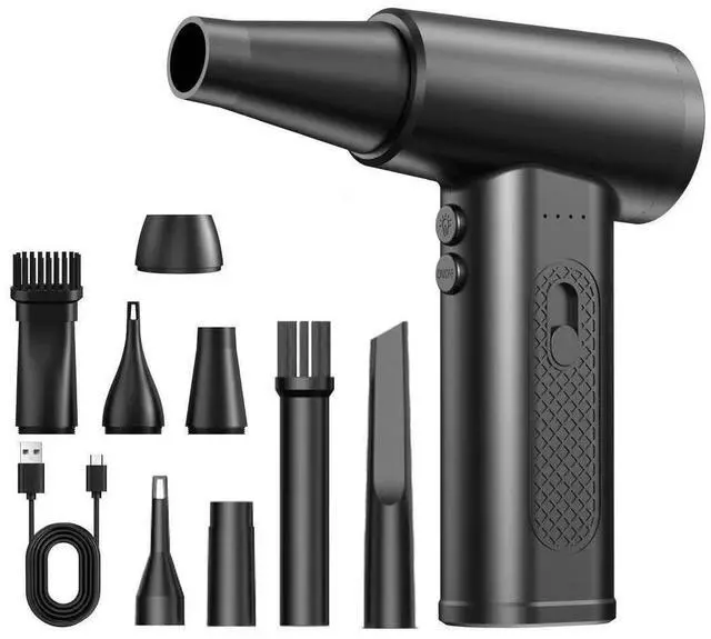 Main image of Compressed Air Duster 3-Gear Adjustable Super Power Cordless Electric Air Duster, Mini Air Blower Rechargeable Cordless - Car, PC and Home Cleaning Kit Replaces Compressed Air Can