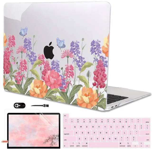 Main image of LCMOCICO for MacBook Pro 13 Inch Case 2022 2021 2020 Release A2338 M2 M1 A2251 A2289, Plastic Hard Shell Case for MacBook Pro 13.3 inch with Touch Bar & Touch ID, Pink & Purple Flowers