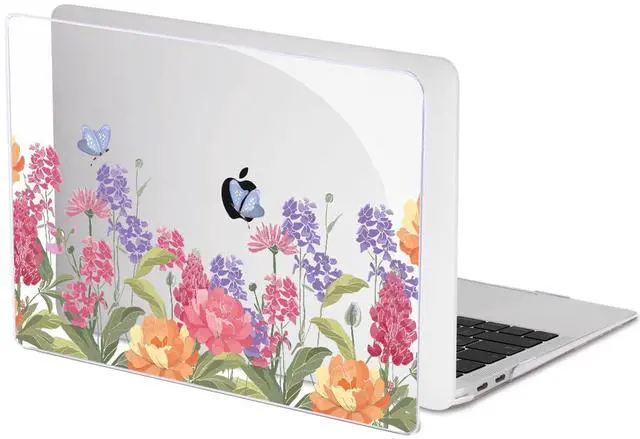 Alt view image 3 of 5 - LCMOCICO for MacBook Pro 13 Inch Case 2022 2021 2020 Release A2338 M2 M1 A2251 A2289, Plastic Hard Shell Case for MacBook Pro 13.3 inch with Touch Bar & Touch ID, Pink & Purple Flowers