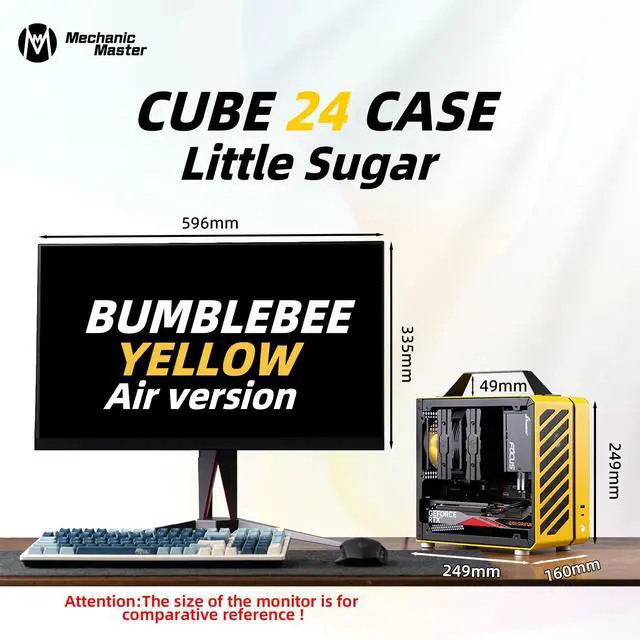 Alt view image 5 of 5 - Mechanic Master Cool Cube Series C24 Mini-ITX Case/Alumium/Steel/GPU Length Within 245mm, SFX/L PSU Computer Case (Polar Yellow Air Version)