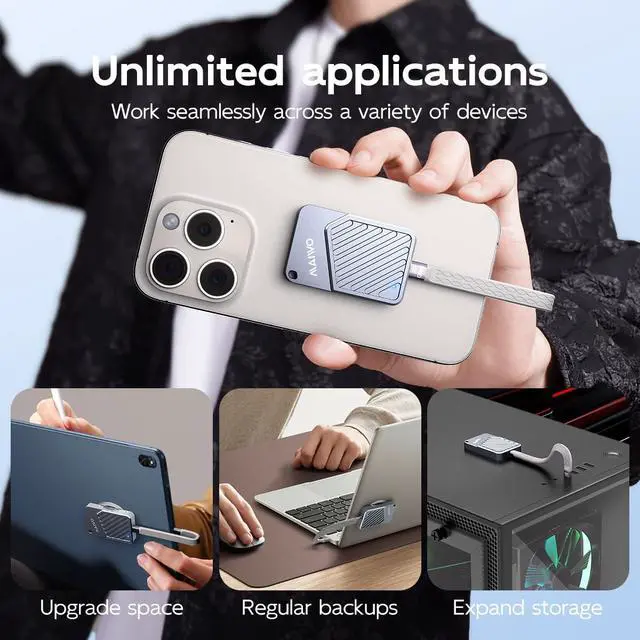 Alt view image 5 of 5 - MAIWO Magnetic Portable SSD 2TB External Solid State Drive, USB 3.2 GEN 2 Type-C Up to 2000MB/s, NVMe PSSD Supports 4K ProRes for iPhone iPad MacBook Pro macMini PS5, Aluminum(Gray)