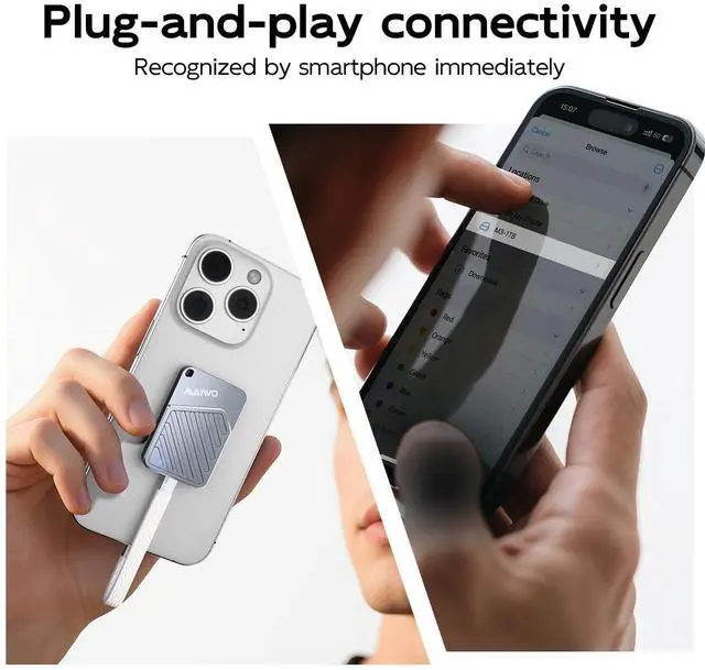 Alt view image 4 of 5 - MAIWO Magnetic Portable SSD 2TB External Solid State Drive, USB 3.2 GEN 2 Type-C Up to 2000MB/s, NVMe PSSD Supports 4K ProRes for iPhone iPad MacBook Pro macMini PS5, Aluminum(Gray)