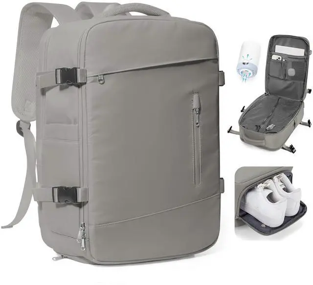 Main image of Travel Vacuum Backpack Airback Vacpack Seal Packing Backpack with Pump Storage Vacuum Compression Seal Bags Carrry on Flight Approved Personal Item Compression Laptop Work Back Pack Grey Brown