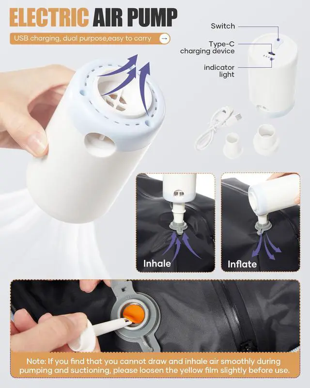 Alt view image 4 of 5 - Travel Vacuum Backpack Airback Vacpack Seal Packing Backpack with Pump Storage Vacuum Compression Seal Bags Carrry on Flight Approved Personal Item Compression Laptop Work Back Pack Grey Brown