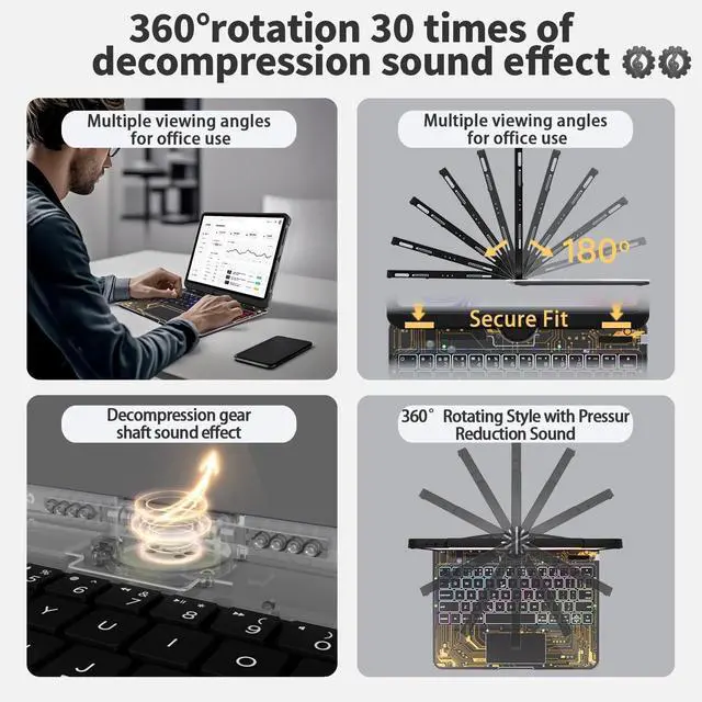 Alt view image 2 of 5 - MAYDORHER for iPad A16/A14 Keyboard Case, 360 Rotating for iPad 10th/11th Gen 10.9 Inch Magic Keyboard with Cyberpunk High-tech Style, Pressure Reduction Sound Effect, Black