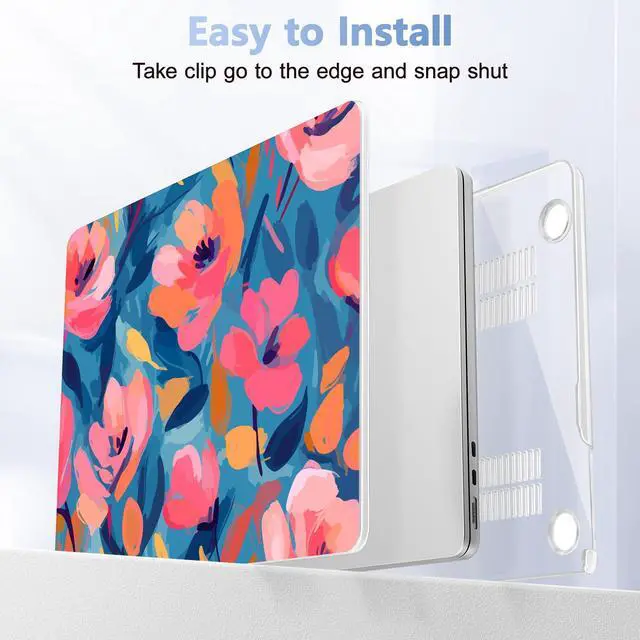 Alt view image 5 of 5 - Lepeoac Case for MacBook Air 15 Inch 2025 2024 2023 Release M4 A3241 M3 A3114 M2 A2941, Hard Shell with Screen Protector & Keyboard Cover, Compatible with Touch ID, Flowers Print