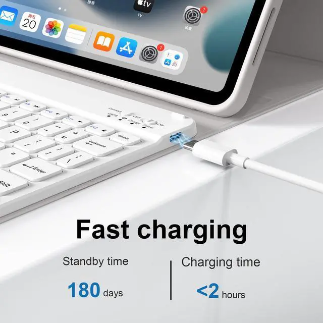 Alt view image 5 of 5 - BQDIYOO Case for iPad Air 7th/6th 11-inch M3/M2 (2025/2024), iPad Air 5th/4th Generation 10.9 inch 2022/2020, Stand Folio Detachable Wireless Keyboard Soft TPU Cover with Pencil Holder, Gray