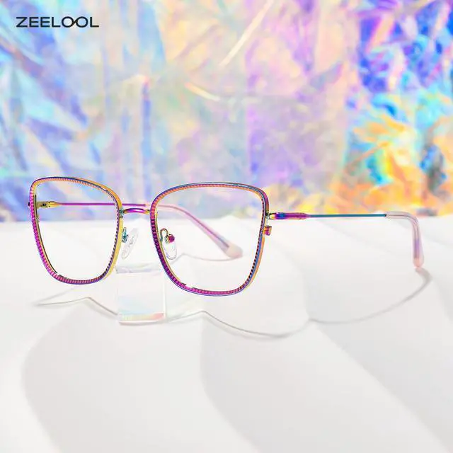 Alt view image 2 of 5 - Zeelool Geometric Glasses Frames for Women Purple Fashion Eyeglasses with Clear Lens Foday