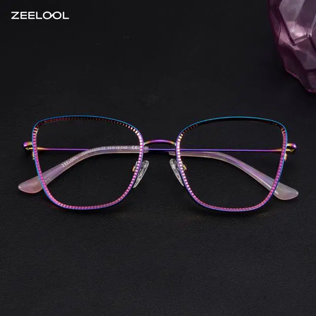 Alt view image 3 of 5 - Zeelool Geometric Glasses Frames for Women Purple Fashion Eyeglasses with Clear Lens Foday