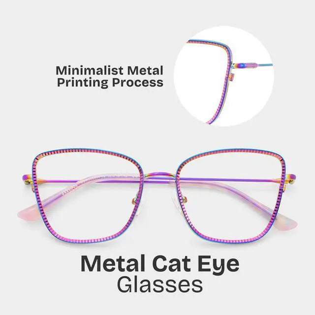 Alt view image 4 of 5 - Zeelool Geometric Glasses Frames for Women Purple Fashion Eyeglasses with Clear Lens Foday
