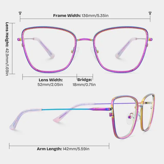 Alt view image 5 of 5 - Zeelool Geometric Glasses Frames for Women Purple Fashion Eyeglasses with Clear Lens Foday