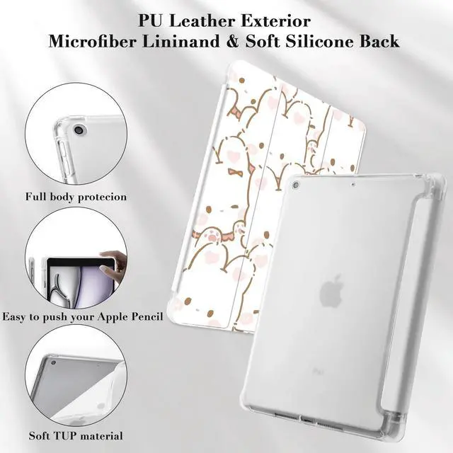 Alt view image 5 of 5 - Idocolors Cute Kawaii Bunny Rabbit Pad Case for 11 Inch iPad Pro 2022/2021/2020/2018, Clear TPU Trifold Stand Back Cover with Pencil Holder, Auto Wake/Sleep Foldable Shockproof Protective Case