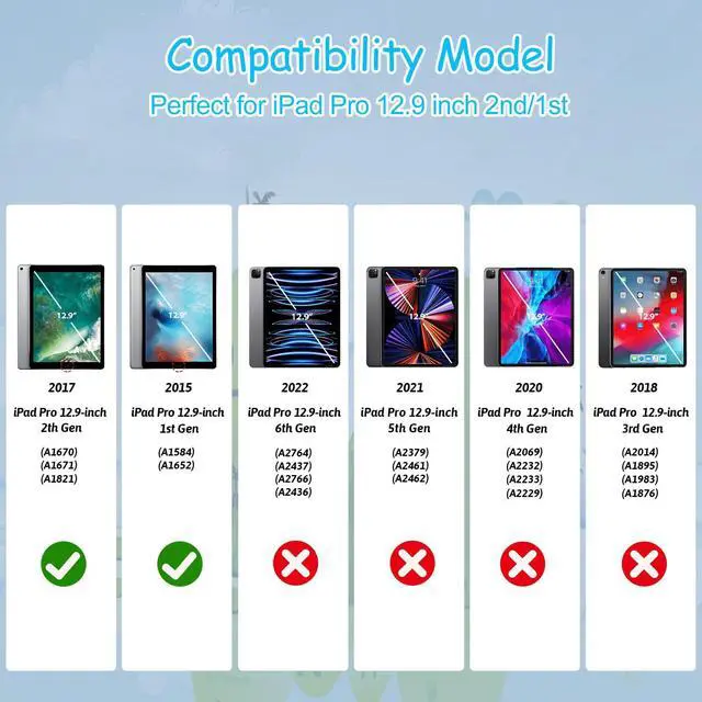 Alt view image 2 of 5 - BILLISGOVA for Kids iPad Pro 12.9 Case 2nd 1st Generation with Pencil Holder and Anti-Slip Handle, Super Protection Rugged Cover for 12.9 inch iPad Pro 2015 2017 - Dark Blue