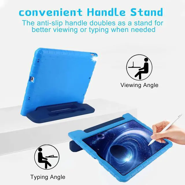 Alt view image 4 of 5 - BILLISGOVA for Kids iPad Pro 12.9 Case 2nd 1st Generation with Pencil Holder and Anti-Slip Handle, Super Protection Rugged Cover for 12.9 inch iPad Pro 2015 2017 - Dark Blue