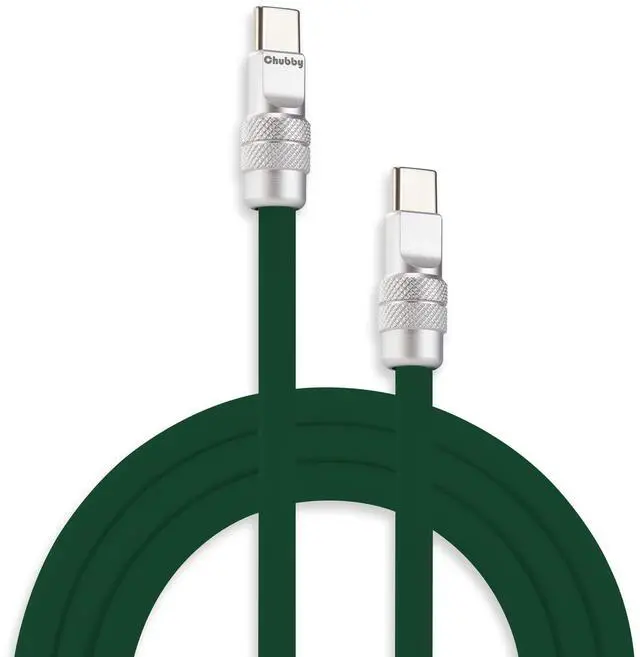 Main image of chubbycable Chubby 2.0 Fast Charging Cable Durable Soft Silicone USB C Cable 240W Extra Thick Charger Cord Compatible with iPhone 17-15 Series iPad, Dark Green, Type-C to Type-C, 13.1 FT