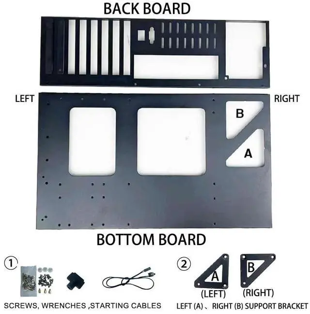 Alt view image 2 of 5 - Egowz DIY Gaming Computer Case, E-ATX Open Chassis Case Rack for E-ATX/ATX/M-ATX/ITX Motherboards, Widely Body Heat Dissipation Design, SSD Motherboards Accessories, Black