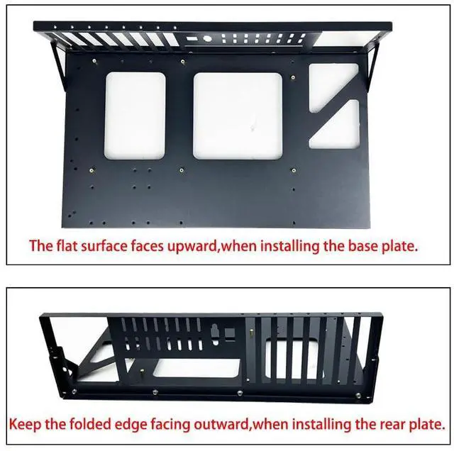 Alt view image 3 of 5 - Egowz DIY Gaming Computer Case, E-ATX Open Chassis Case Rack for E-ATX/ATX/M-ATX/ITX Motherboards, Widely Body Heat Dissipation Design, SSD Motherboards Accessories, Black