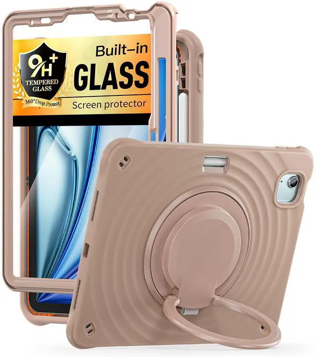 Main image of BATYUE Case for iPad Air 11-inch M3 (2025) / M2 (2024), iPad Air 5th/4th 10.9 inch(2022/2020), iPad Pro 11" 4th/3rd/2nd/1st Cover with Class Screen Protector,360° Rotating Stand, Pencil Holder, Latte
