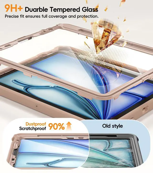 Alt view image 2 of 5 - BATYUE Case for iPad Air 11-inch M3 (2025) / M2 (2024), iPad Air 5th/4th 10.9 inch(2022/2020), iPad Pro 11" 4th/3rd/2nd/1st Cover with Class Screen Protector,360° Rotating Stand, Pencil Holder, Latte