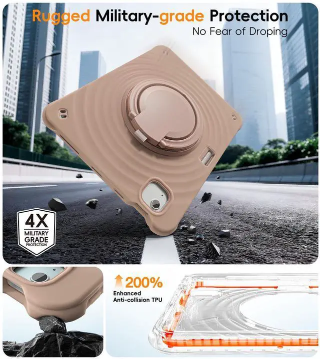 Alt view image 4 of 5 - BATYUE Case for iPad Air 11-inch M3 (2025) / M2 (2024), iPad Air 5th/4th 10.9 inch(2022/2020), iPad Pro 11" 4th/3rd/2nd/1st Cover with Class Screen Protector,360° Rotating Stand, Pencil Holder, Latte