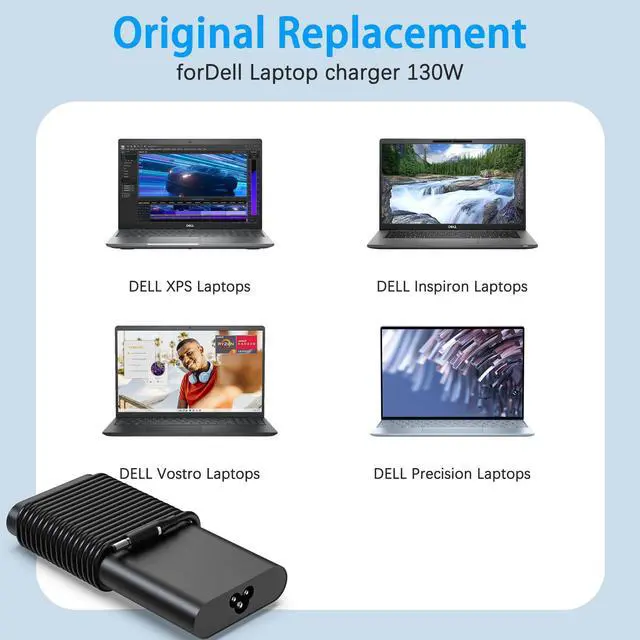 Alt view image 3 of 5 - 130W AC Adapter Laptop Charger Replacement for Dell XPS 15 7590 9530 9550 9560 9570 Precision M3800 M2800 5510 5520 5530 5540 Ins piron 7347 7348 7459 HA130PM130 0V363H 06TTY6 Power Supply Cord